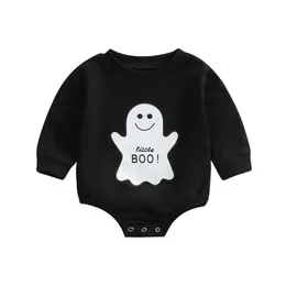장난 꾸러기 0620 lioraitiin 018m Born Baby Boy Girl Halloween 유령 인쇄 둥근 목 문자 패턴 Playysuit jumpsuit 220919