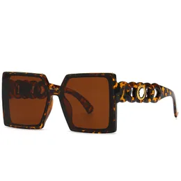 Trendy sunglasses for women fashion designer unique chain oversized leopard sun glasses eye wear for sports fishing beach vocation driving with box case organizer