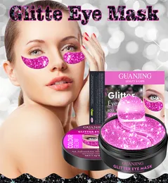 60 pçs Máscara de Cuidados para os Olhos de Colágeno Rosa Anti Olheiras Hidratante Remoção de Inchaço Máscaras de Olhos com Glitter Beleza Cuidados com os Olhos Patches