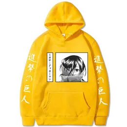 Hoodies Hoodie Harajuku Attack Attack on Titan Kawaii Mikasa Ackerman Men Funny Manga Shingeki no Kyojin Graphic Sweatshirt G1019