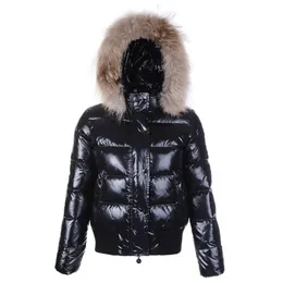 Kadınlar aşağı ceket üst kürk yaka tasarımcısı katlar puffer kış ceketleri yaka sıcak moda parkalar ile bayan ceket dış giyim cep