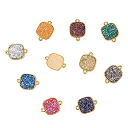 Charms 10Pcs Square Druzy Resin Links Connector Stone Pendants Charm Bling Jewelry Connectors For Necklace Bracelet Jewellry Lulubaby Dh7Kc