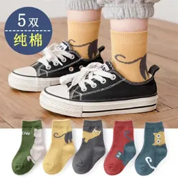 Men's Socks 5 Pairs Baby Boys Winter Cartoon Bear Kids Spring Autumn Cotton Breathable Keep Warm Floor Anti-skid Girls