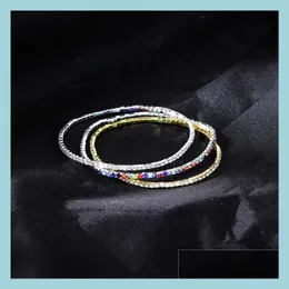 Tennis 2.0Mm Braccialetto di cristallo sottile per le donne Single Row Stretch Girls Party Wedding Jewelry Gift Drop Delivery 2021 Bracele Ffshop2001 Dhcvy