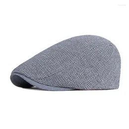 Berets Men Warm Hats Flat Cap Vintage Blank Beret Women Casual Thick Retro Mature Caps Sboy Hat Grey Blue BJM62