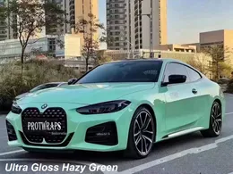 Premium Ultra Gloss Greenish Green Vinyl Wrap Sticker Whole Car Prains Coberting Film With Air Release Inicial Baixo Tack Glue Folha Auto Adesiva 1,52x20m 5x65ft