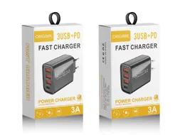 Carregamento rápido 3.0 USB C Carregadores rápidos PD 20W de potência 3USB PD Adaptador de carregamento de parede residencial tipo C para iPhone 13 Pro Max Samsung