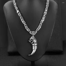 Подвесные ожерелья из нержавеющей стали имитация волчья зубной колье мужской ретро -стиль в стиле ретро византийские ювелирные украшения хип -хоп подарок