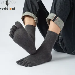 Athletic Socks Veridical 5 Pairs/party Cotton Five Fingers For Men Solid Breathable Brand Harajuku With Toes Business Short L220905