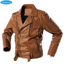 جاكيتات الرجال Didiboer Spring Leather Biker Coats Zipper Long Sleeve Faux Soft Soft for Casaco Moto Maschulino 220905