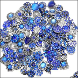 Charms Colorf Rhinestone Snap Button Niebieski Różowy biały biały cyrkon Informacje biżuterii