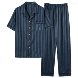 Pijamas de seda de moda de sono masculino