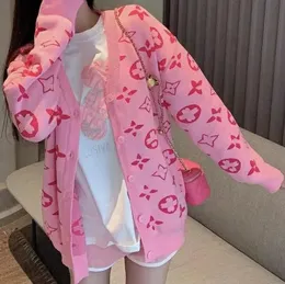 2022 Nya kvinnors tröjor Spring Autumn Loose Casual Women Pink Cardigan Designer Sweatersg