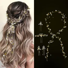 Headbands Wedding Hair Vine For Brides 39 4 Inch Crystal Beads Bridal Pieces With Pearl Pins Handmade Rhinestones Headpieces Yydhhome Amyol