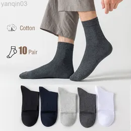 Athletic Socks 10 Paar Katoen Mannen Sokken Effen Kleur Harajuku Business Zachte Ademende Casual Winter Zomer Mannelijke L220905