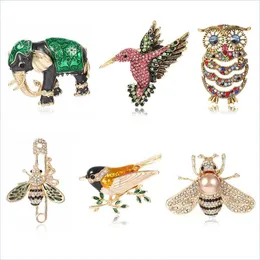 Pins Brooches Cute Bee Flower Brooches Pins Fashion Crystal Rhinestone Big Safety Pin Inlayed Shirt Dress Clothes Jewelry Mjfashion Dhavr