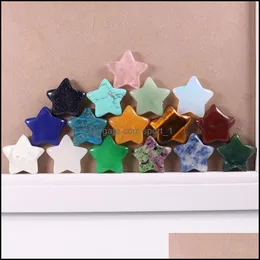 Charms 20mm a forma di stella senza foro perline sciolte sette chakra pietre charms guarigione Reiki quarzo rosa cristallo cabina per fai da te artigianato De Dhq5S