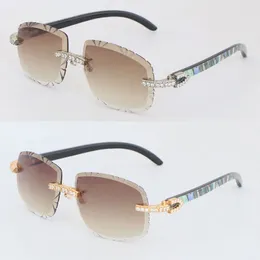 Designer Big Diamond Set Sunglasses para mulheres Original Conto de concha dentro do búfalo preto Buzina sem orgulho Lens de luxo de luxo lente masculino e feminino óculos femininos