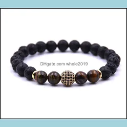 Beaded Strands Mens And Womens Beads Bracelet Elastic Natural Stone Yoga Volcanic Lava Rock Round Loose Ball Drop Delivery 2021 Jewe Dh8Qu