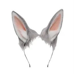 Lolita Fasce Orecchie di gatto di coniglio peloso Copricapo Kawaii Bunny Cerchietto per capelli per Halloween Cosplay Copricapo per feste GC1564