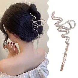 Haarspangen Haarspangen Neue koreanische Haarklammern Vintage lange Quaste Metall Kristall Krabbenklammern Mode Haarnadeln für Frauen Accessoires