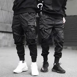 Men's Pants Ribbons Harem Joggers Men Cargo Streetwear Hip Hop Casual Pockets Track Male Harajuku Fashion Trousers 220905