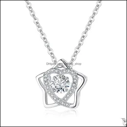 Pendant Necklaces Sier Hexagram Star Of David Crystal Heart Pendant Necklace For Mom Cz Rhinestone Lucky Love Choker Msee Pic Day Jew Dhmwf