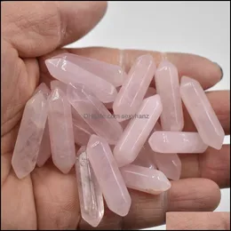 Stone Fashion Natural Stone Charms Rose Quartz Crystal Amethyst Pillar Hexagon Pendants Jewelry Making Necklace Accessories Ornaments Dh4N1