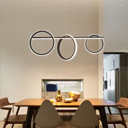 펜던트 램프 램프 현대 LED 아트 데코 샹들리에 식당 침실 거실 검은 원상 천장 부엌 섬 조명