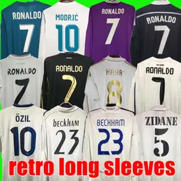 Finals Retro Soccer Jersey Guti Ramos 13 14 15 16 17 18 Zidane Beckham Raul 94 95 96 97 98 99 00 01 02 03 04 05 Carlos Benzema Ronaldo Seedorf Real Madrids Långärmad