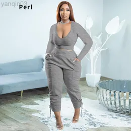 Women's Plus Size Tracksuits Perl Plus Size Two Piece Sets Outfits For Women Big Size Female Clothing Family Matching Tracksuit Crop Top nPants suit Xl-5xl L220905