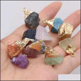 Anhänger Halsketten Vergoldung Chakra Druzy Quarz Anhänger Irregar Reiki Heilkristall Charms Für Halskette Schmuck Machen Drop Deli Dhmkw