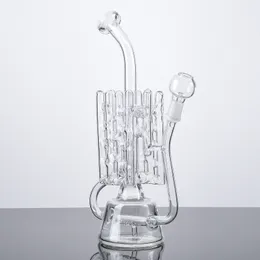 Inline-Perc-Glasbongs, Schweizer Perc-Wasserpfeifen, 4 mm dick, 14 mm männliches Gelenk, Wasserpfeifen, 10-Zoll-Recycler-Öl-Dab-Rigs mit Glasnagel und Glashaube WP142