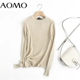 Женские свитера Aomo Women Fashion Fashion Solid Twist Шерстяная вязаная джампер -свитер o Neck Shere Pullovers Chic Tops 6D123A 220905