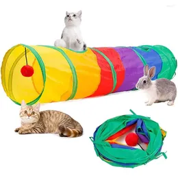 Túnel de juguetes para gatos para gatos de interior, tubo interactivo de 2 vías, juguete agradable para gatitos y mascotas con diversión de pelota