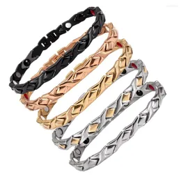 Braccialetti di collegamento 5 colori Bracciale magnetico Vantaggi Cross Health Catena energetica Femme Arthritis Donne in acciaio inossidabile