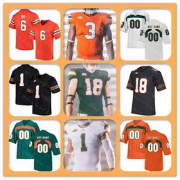 American College Football Wear Custom 2021 NCAA Miami Hurricanes College Football Jerseys 18 Tate Martell 5 N'Kosi Perry 12 Malik Rosier 20