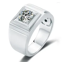 Anujewel 1CT VVS1 D Farbe Moissanit Diamant 18K Weiß Gold plattiert Männer Ringe Vaters Geschenke Großhandel