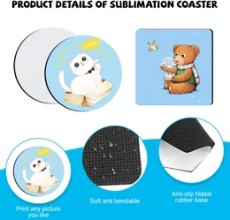 Wholesale Round Square Neoprene Self Adhesive Rubber Pads Cup Coaster Blank  For Sublimation Cars From Belkin, $0.24