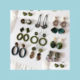 Charm Highend Green Earrings for Women Temperament Retro Dangle Girls Party Wedding Stud Gift Drop Delivery 2021 CARSHOP2006 DHWZ9