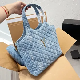 Tygväskor äkta läderkvinnor handväska handväska totes designer denim väska luxurys axelväska elegant mångsidig plånbok bärbar