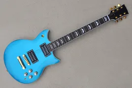 F￡brica personaliza metal azul guitarra el￩trica hardware dourado hh captadores de rosa -rosa de pau -rosa oferta personalizada