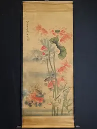 4 feet Scroll paintings China old period goldfish picture ZT190