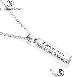 Pendant Necklaces High Quality Stainless Steel Solid Blank Bar Necklace For Buyer Own Engraving I Love You Always Letter Cha Lulubaby Dhztq
