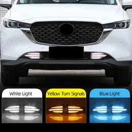 1 zestaw LED LED LED Światło do jazdy Mazda CX-5 CX5 2022 2023 LAMPA DRL LED z żółtą dekoracją Sianala