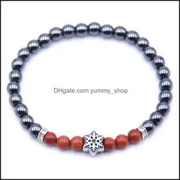 ビーズストランドXuebao Alloy Black Gallstone Natural Gemstone Bead Bracelet 6mmマニュアルエラスティックユニセックスジュエリー磁気療法ドロップD DHX7M