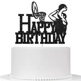 Andra festliga festleveranser L basket tema Happy Birthday Cake Topper för pojke baby shower scen fader evenemang fans svart g soif amaqx
