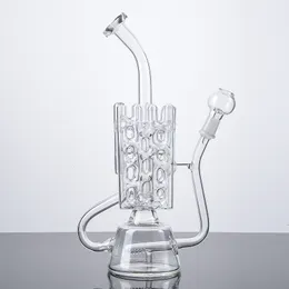 Klare Wasserpfeifen auf Lager 14 mm männliches Gelenk Inline Perc Swiss Percolator Recycler Dab Oil Rigs Raucherzubehör Wasserglasbongs mit Nail Dime