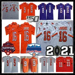 American College Football Wear 2021 Clemson Tigers College Trevor Lawrence Fußballtrikot D.J. Uiagalelei Isaiah Simmons Travis Etienne Jr.