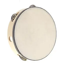 Favors Drum 6 inches Tambourine Bell Hand Held Tambourine Birch Metal Jingles Kids School Musical Toy KTV Party Percussion Toy DHL Free P0905